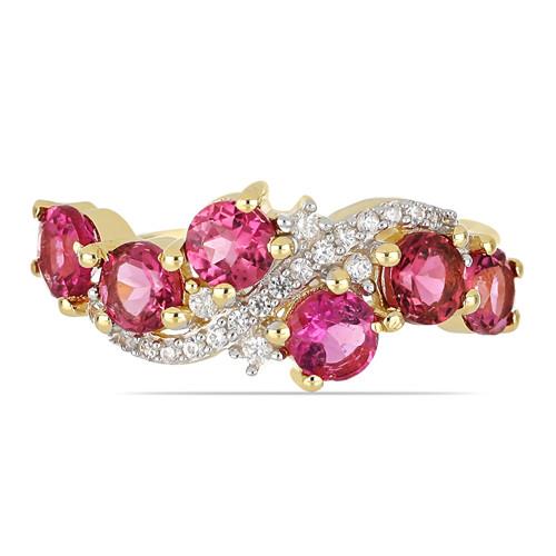 BUY 14K GOLD REAL RUBELLITE GEMSTONE STYLISH RING